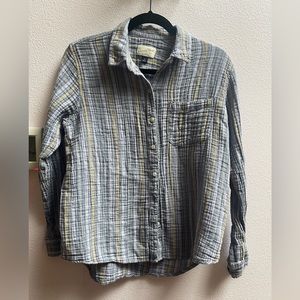 Target Universal Thread Long Sleeve Relaxed Fit Gauze Button-Down Shirt - Blue M